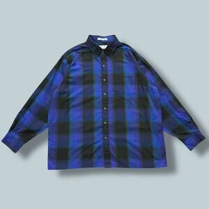 Vintage 80s Arrow Sport Plaid Long Sleeve Button Up Poly Cotton Purple XL